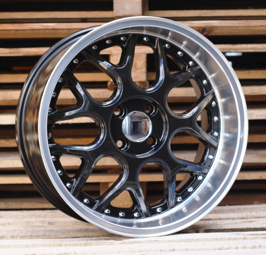 R16x7  4X100  ET  30  60.1  FR762  Black+Polished Lip (BLPL)  For SMART  (R)  ((AKC 70 Eur)BRABUS Style)