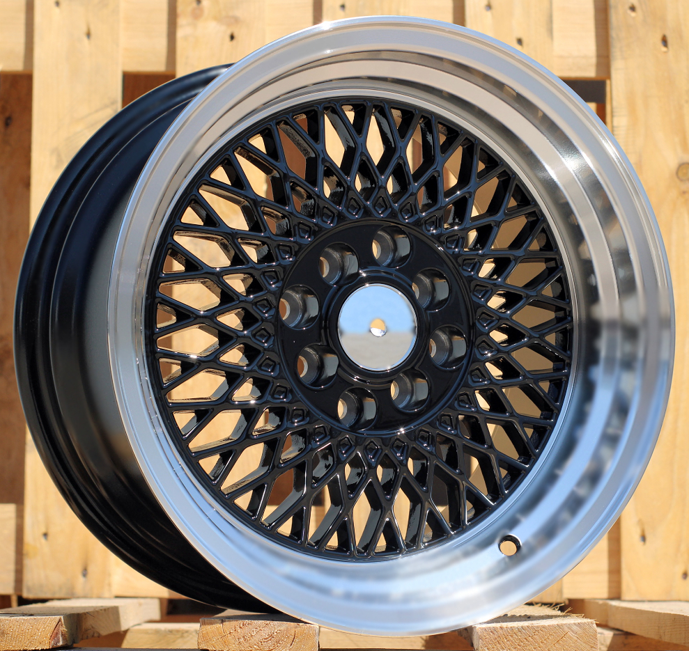 R15x7  4X100  ET  25  73.1  LU483  Black+Polished Lip (BLPL)  For RACIN  (P1)  (BBS Style)