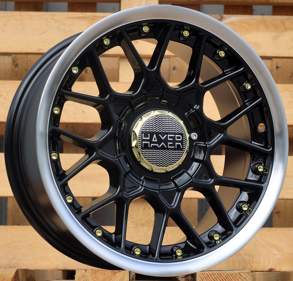 R15x7  8X100/114  ET  25  73.1  L1879  (HX025)  Black+Polished Lip (BLPL)  For HAXER  (P1)  ((AKC 60 Eur))