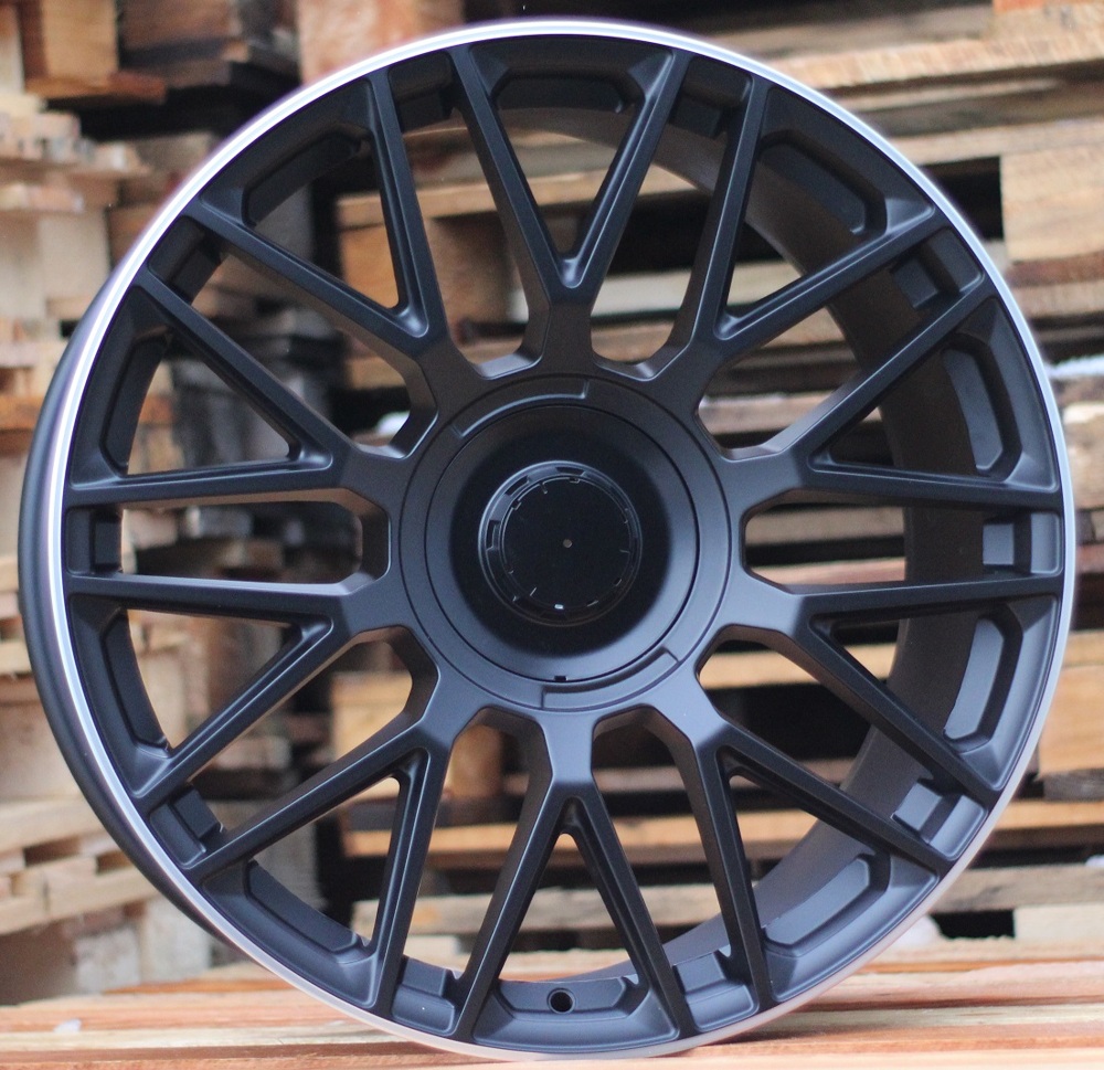 R20x8.5  5X112  ET  35  66.6  FE230  (IN1118/YA006)  Black+Polished Lip (BLPL)  For MER  (P1+P2)  (Satin Black Machined Lip Rear+Front)
