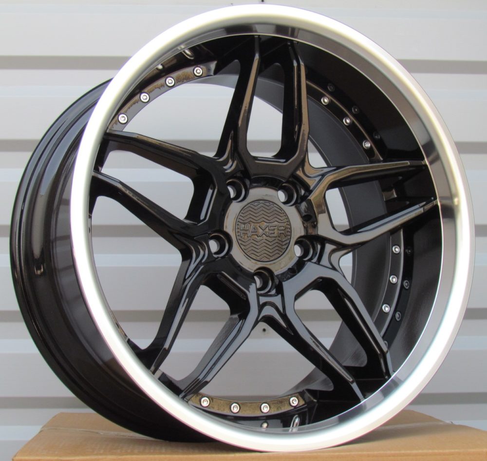 R18x10  5X120  ET  15  74.1  SSA01  (HX030)  Black+Polished Lip (BLPL)  For HAXER  (Z2)  (Rear+Front)