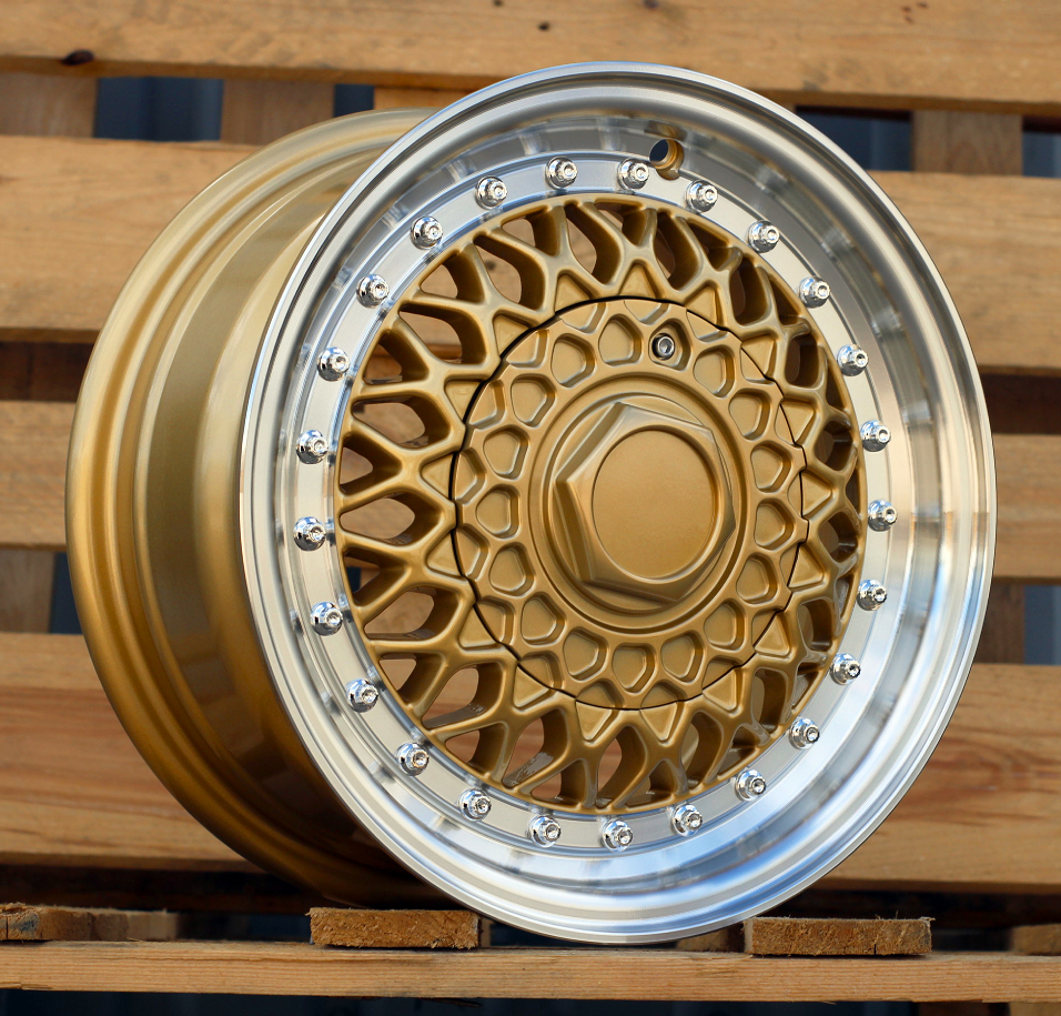 R15x7  4X100  ET  35  73.1  BY479  (BK5616)  Gold+Polished (YP)  For RACIN  (R+Z4)  (BBS Style)