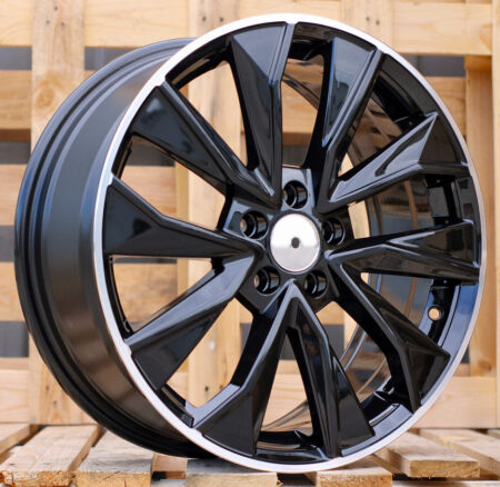 R17x7 5X112 ET 40 57.1 B5970 Black+Polished Lip (BLPL) For SKODA (R)