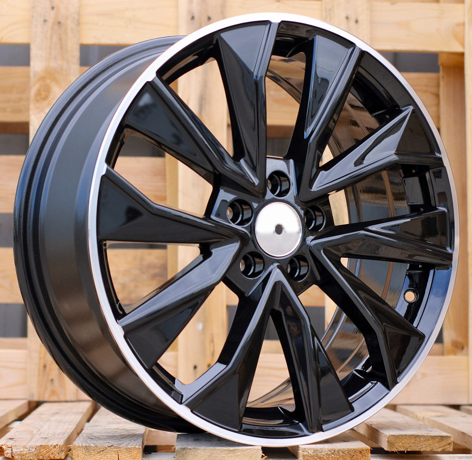 R17x7  5X100  ET  46  57.1  B5970  Black+Polished Lip (BLPL)  For SKODA  (R)  (New Model)