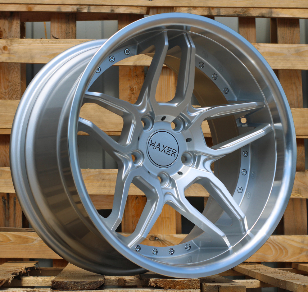 R18x8.5  5X120  ET  20  74.1  SSA01  (HX030)  Silver+Polished Lip (SP)  For HAXER  (Z1+Z2)  (Rear+Front)