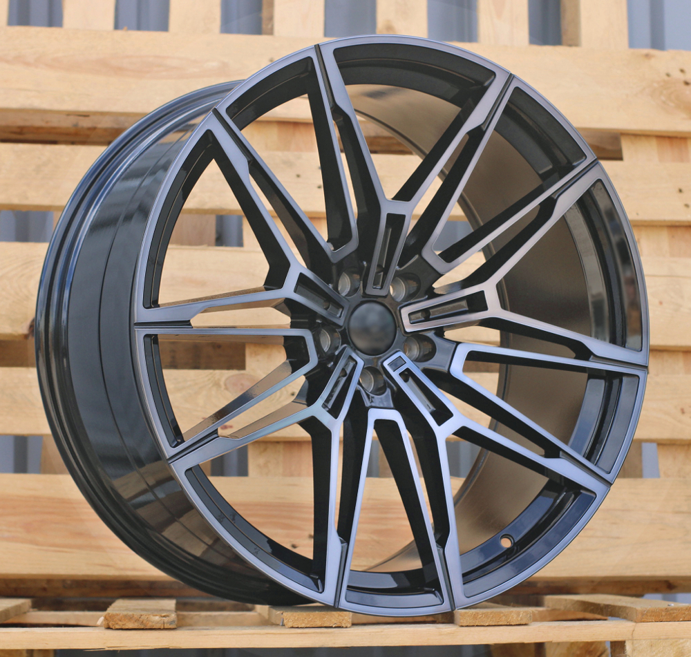 R22x9.5  5X112  ET  30  66.6  I0294  Black+Tinted Face (BLTF)  For BMW  (P2)  (Rear+Front)