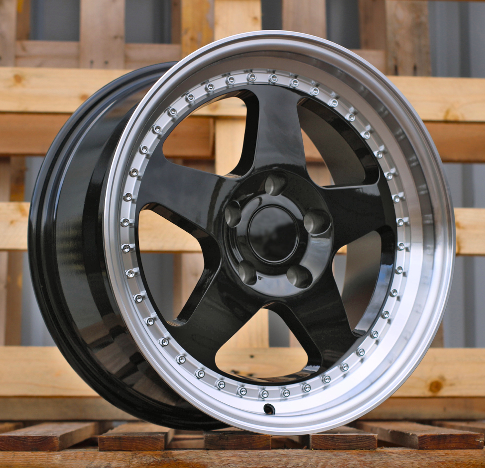 R17x8  5X120  ET  34  72.6  HE750  Black+Polished Lip (BLPL)  For BMW  (P1)