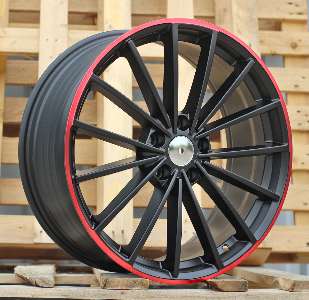 R19x8  5X112  ET  45  57.1  I0383  (FBX174)  Black Half Matt+Red Lip (BLHMRL)  For VW  (Z3)  (HYBRID FORGED)