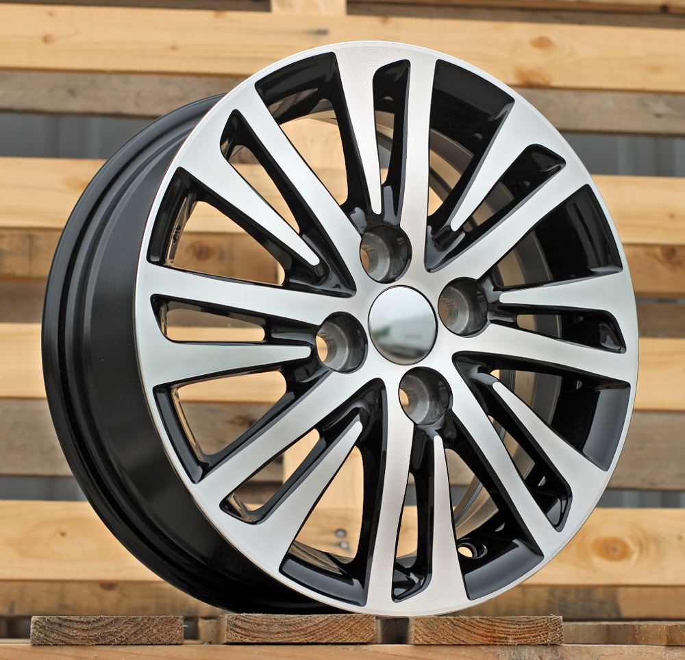 R14x5.5  4X100  ET  45  54.1  F1438  (LU1437)  Black Polished (MB)  For TOYOT  (R+Z5+P1)