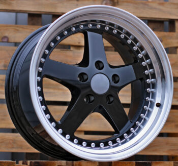 R18x9.5  5X120  ET  35  72.6  B1161  Black+Polished Lip (BLPL)  For BMW  (Z6)  (REAR+FRONT)