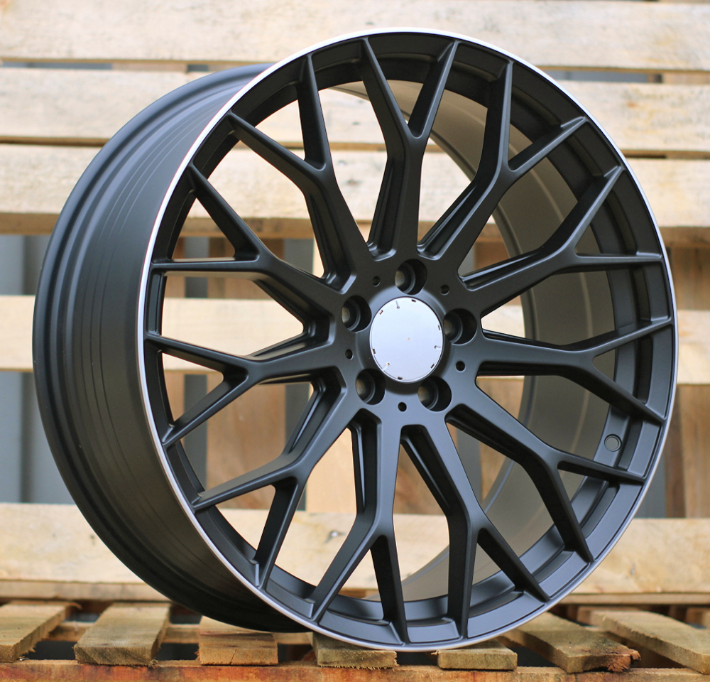 R19x8  5X112  ET  43  66.6  YS1180  Black Half Matt+Polished Lip (BLHMPL)  For MER  (P)  (HYBRID FORGED Front+Rear)
