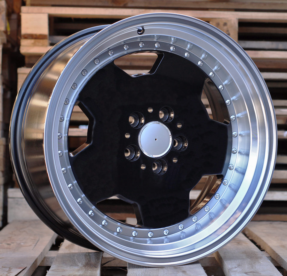 R18x9  5X112  ET  30  66.6  B5852  Black+Polished Lip (BLPL)  For MER  (K4)  (MONOBLOCK Style Rear+Front)