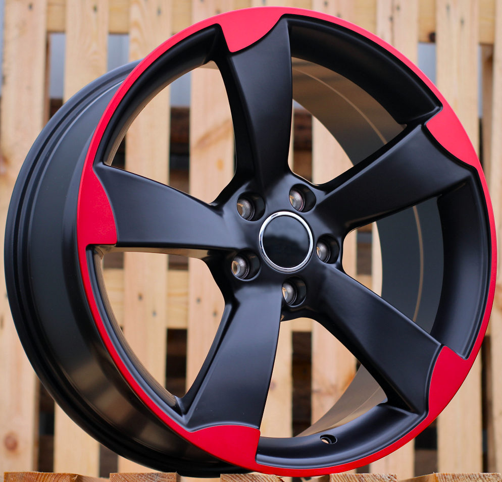 R18x8  5X112  ET  45  66.5  BK217  (XF558)  Black+Red Line (BR)  For AUD  (K4)