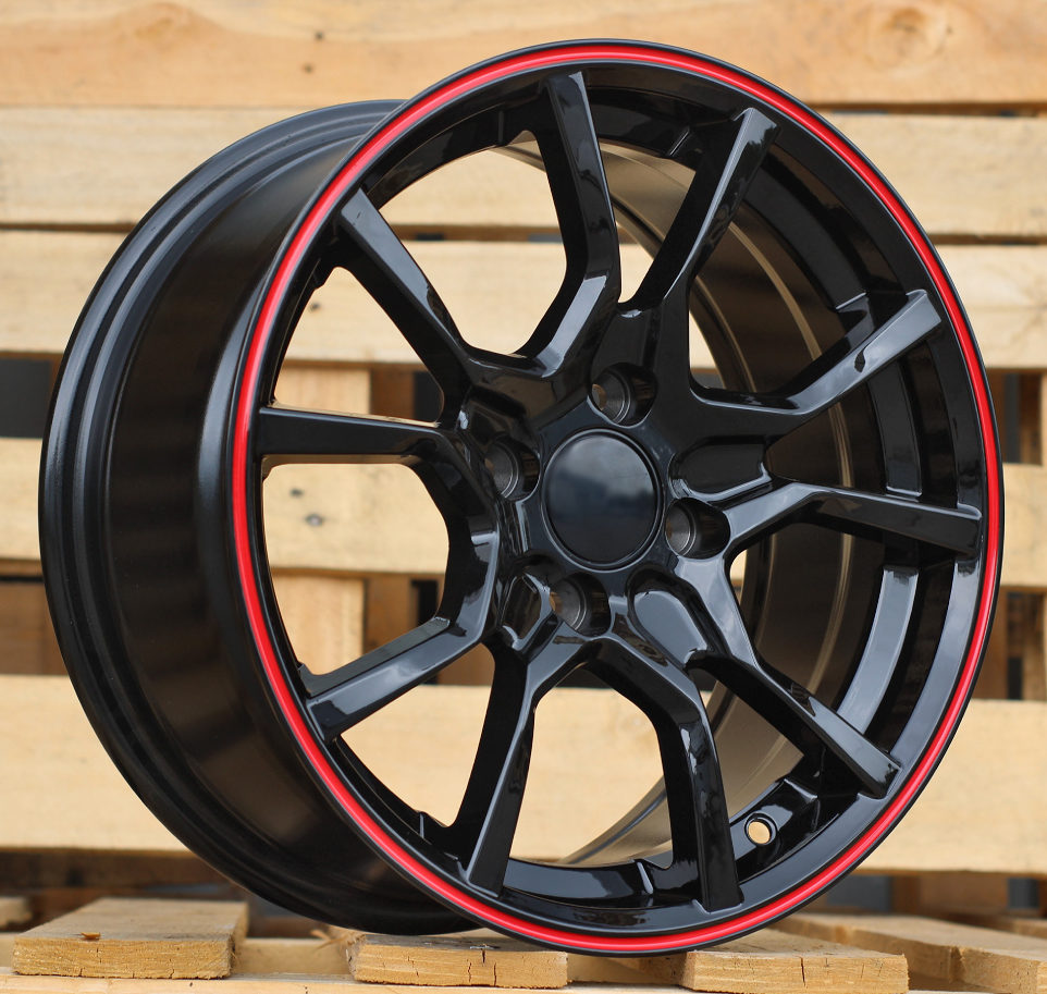 R15x7  4X100  ET  35  73.1  G1001  Black+Red Line (BR)  For RACIN  (K3)