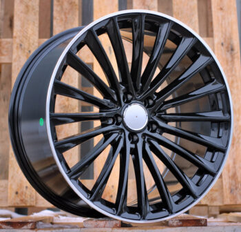 R20x8.5  5X112  ET  34.5  66.6  Y5909B  Black+Polished Lip (BLPL)  For MER  (K4+P)  (Rear+Front)