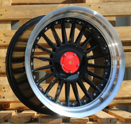 R17x9  5X120  ET  15  74.1  7307R  Black+Polished Lip (BLPL)  For BMW  (Z5+P1)  (ALPINA Style Rear+Front (GRPL))