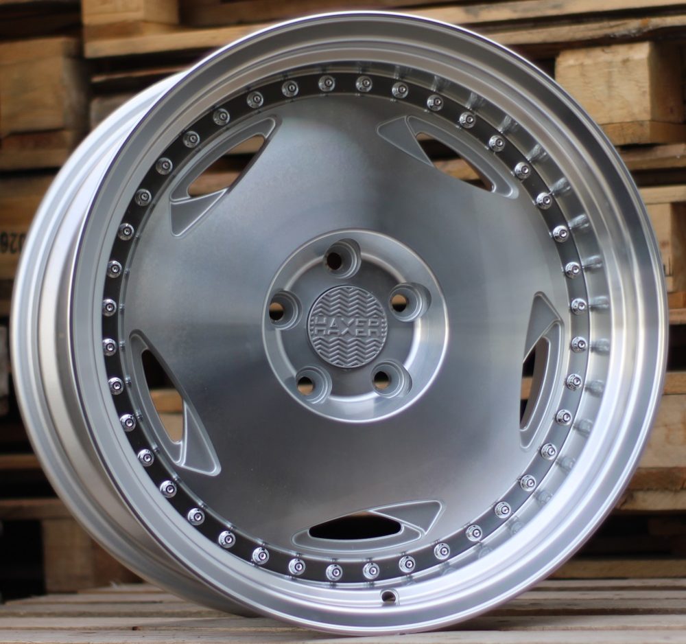 R16x8  4X100  ET  20  73.1  HX029  Polished Silver+Polished Lip (MSPL)  For HAXER  (N2)  (Rear+Front)