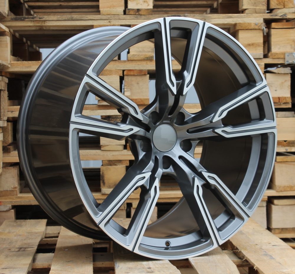 R21x11.5  5X120  ET  37  74.1  H5033  Grey Polished (MG)  For BMW  (Rear+Front)