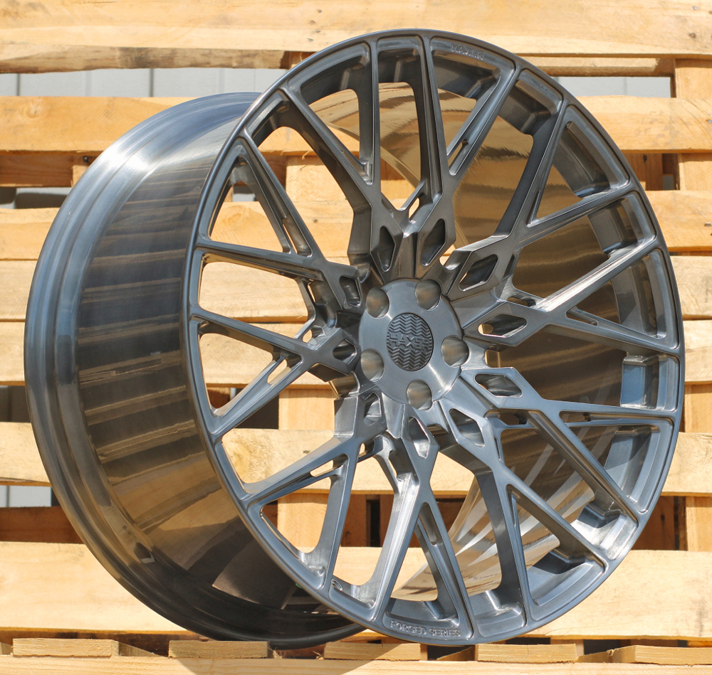 R23x12  5X112  ET  35  66.6  HXF03  Dark Brush Silver (DBS)  For HAXER  (K3)  (FORGED  (NEW Model) Rear+Front)
