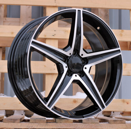 R19x8 5X112 ET 43 66.6 B5052 (FBX163) Black Polished (MB) For MER (P2) (HYBRID FORGED)