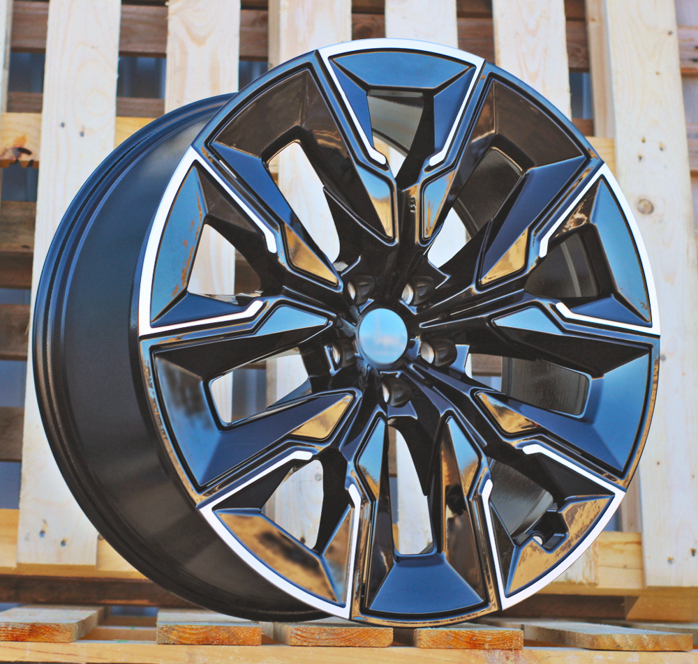 R21x9  5X112  ET  24  66.5  H3447F  Black Polished (MB)  For BMW  (K3)  (HYBRID FORGED Rear+Front)